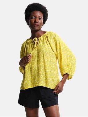 Loft yellow cotton blouse size S